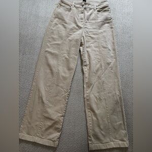 Hugo Boss Beige Barrel-Leg Pants US 12 Curved Leg